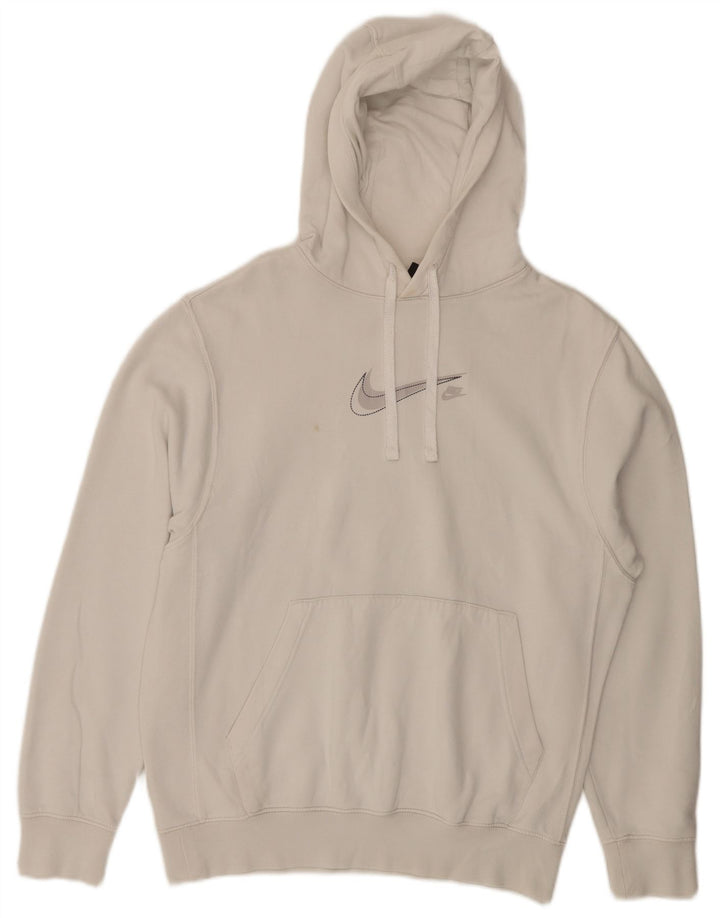 Nike Mens Graphic Hoodie Jumper Small White Cotton