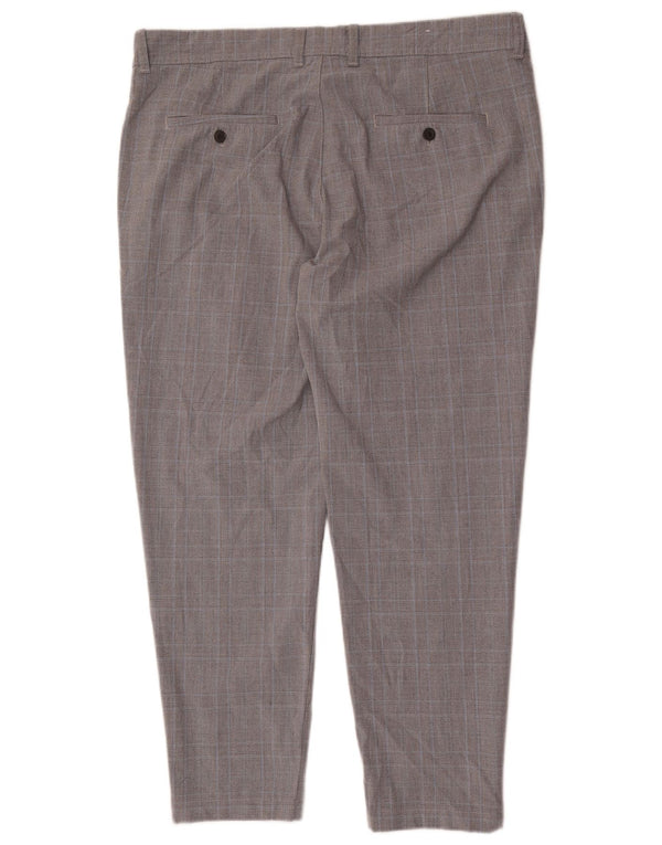 Zara Mens Slim Chino nadrág EU 48 XL W38 L28 Grey Check