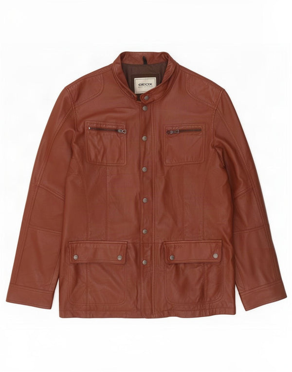 Chaqueta de cuero para hombre Geox UK 48 4XL Marrón