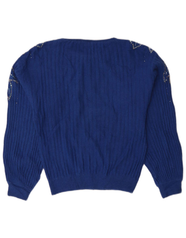 Confezioni Di Lusso Dame Boat Neck Jumper Sweater UK 14 Medium Blue