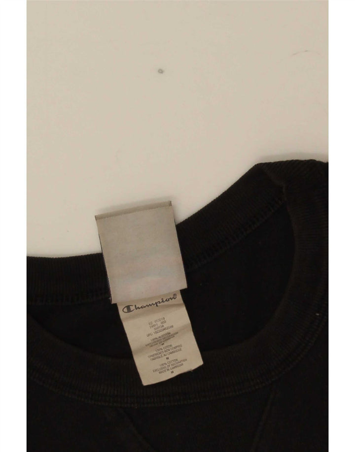 Champion Mens Graphic T-Shirt Top Medium Black Cotton