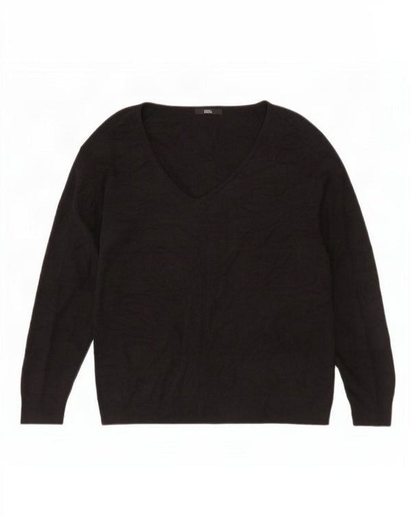 Marks & Spencer női V-nyakú pulóver UK 24 4XL fekete akril