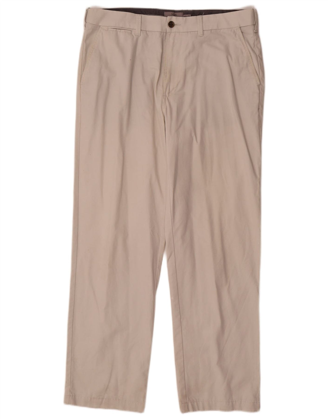 Marks & Spencer Mens Straight Regular Chino Trousers W36 L31 Off White