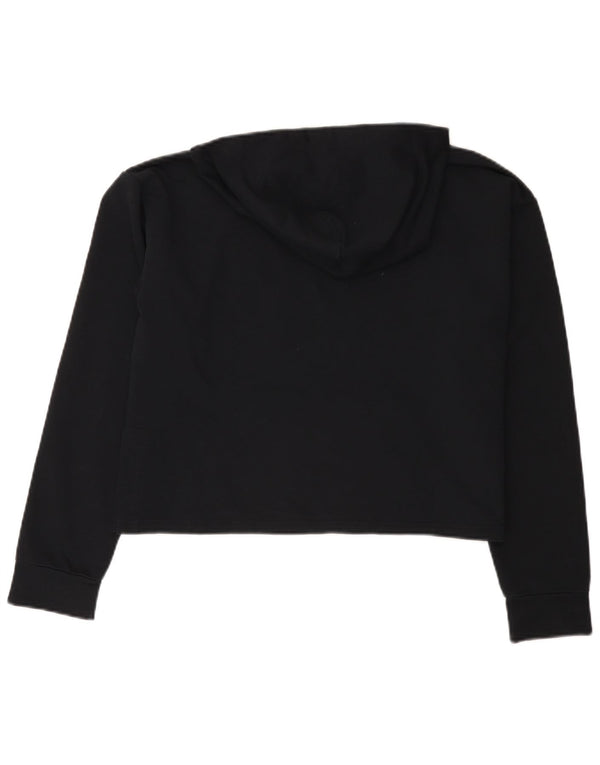 Puma Girls Crop Graphic Hoodie Jumper 15-16 Years Black Cotton