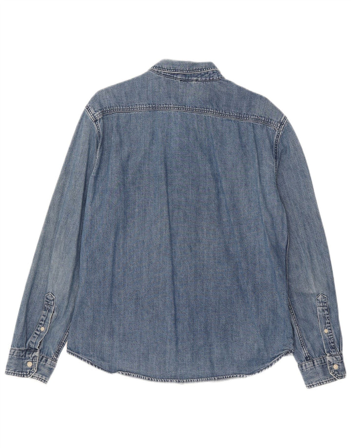 Levi's Mens Slim Denim Shirt UK 40 Large Blue Cotton