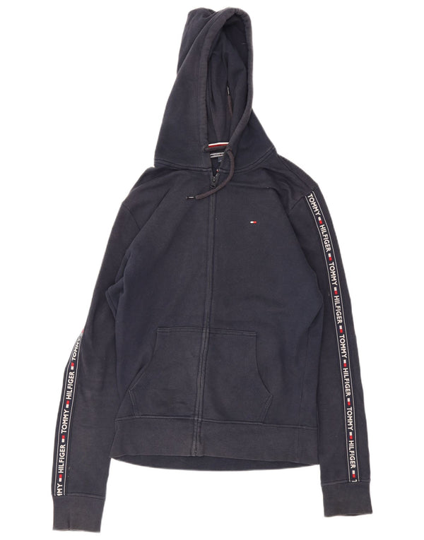 Maglione con cappuccio e zip grafica da donna Tommy Hilfiger UK 14 Medio Blu Navy