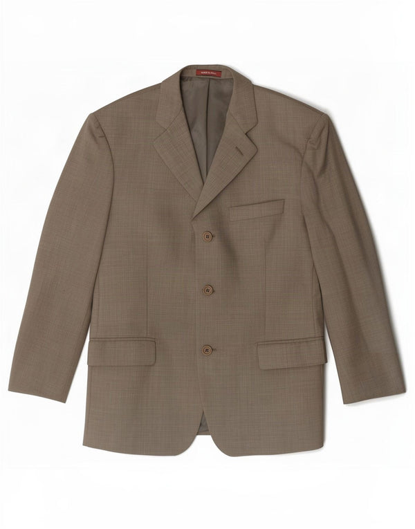 Marks & Spencer Herre 3 Button Blazer Jacket UK 40 Medium Khaki New Wool