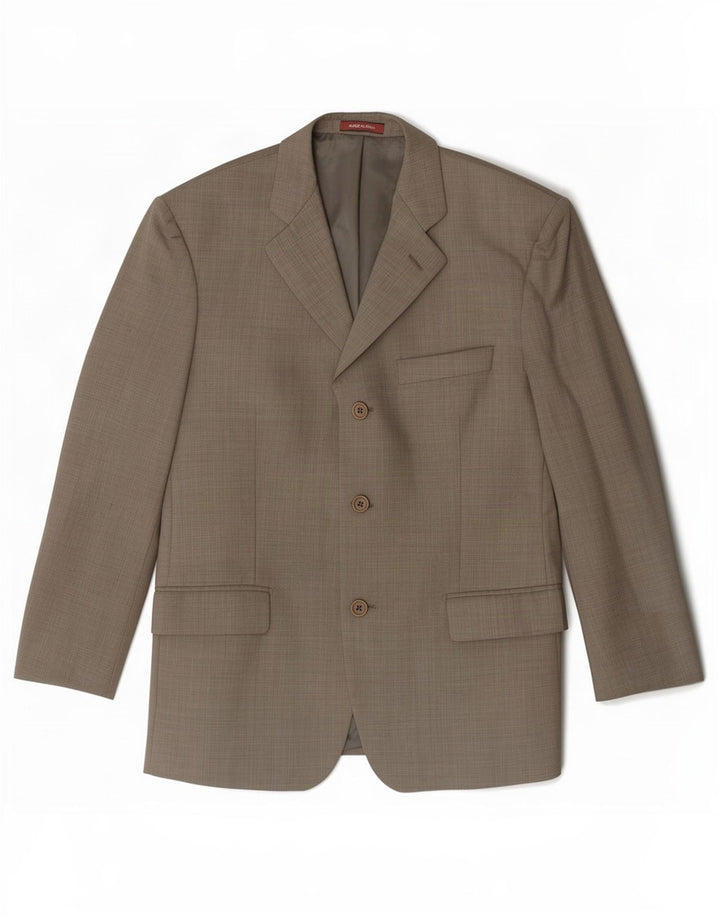 Marks & Spencer Herre 3 Button Blazer Jacket UK 40 Medium Khaki New Wool