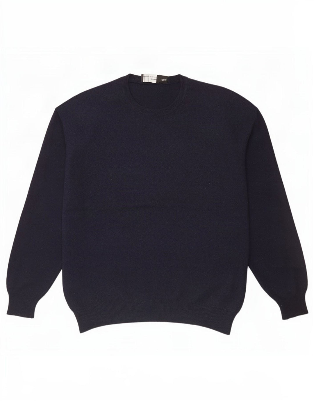 Zara Mens Crew Neck Jumper Sweater XL Navy Blue Wool