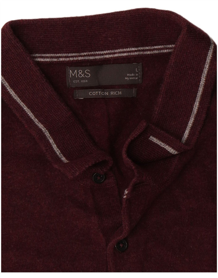 Marks & Spencer Mens Polo Neck Jumper Sweater Large Grey Colourblock
