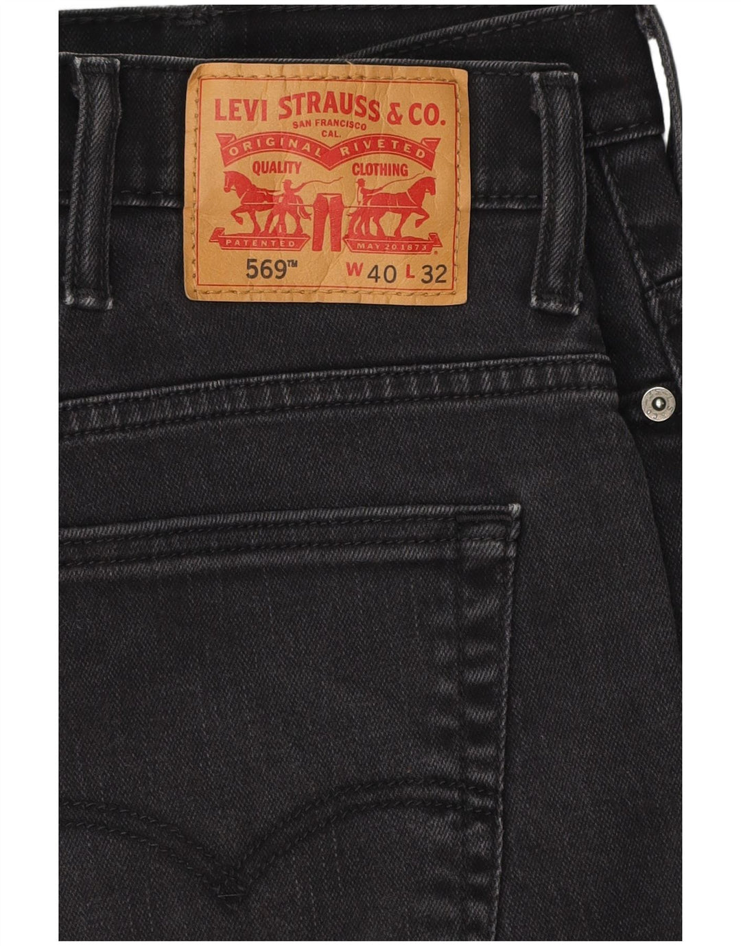 LEVI'S Mens 569 Straight Jeans W40 L30 Black Cotton