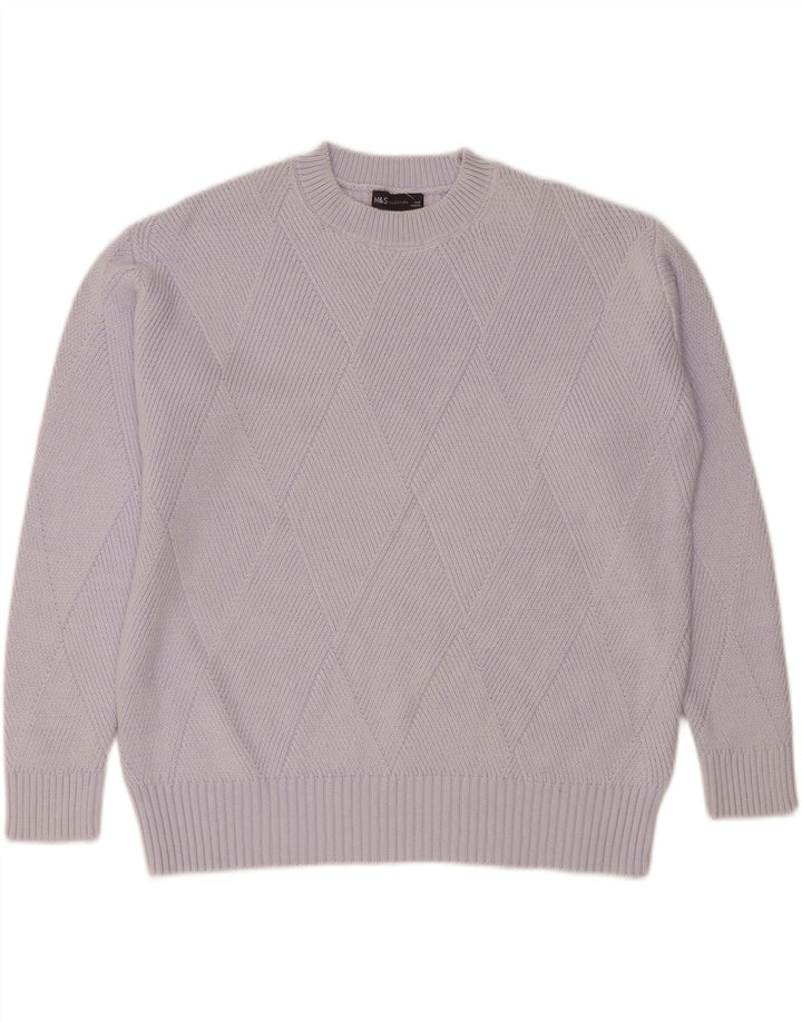 MARKS & SPENCER Womens Crew Neck Jumper Sweater UK 14 Medium Purple Vintage Marks & Spencer and Second-Hand Marks & Spencer from Messina Hembry 