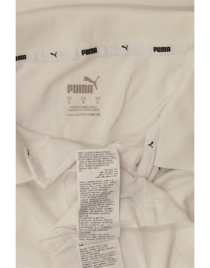 PUMA Mens Polo Shirt Large White Cotton