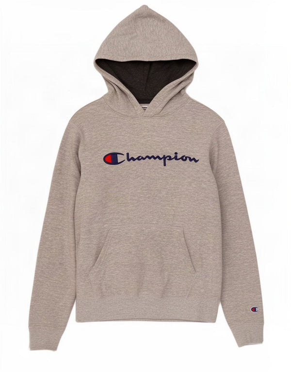 Champion Womens Graphic Hoodie Jumper UK 18 XL Grey Flecked Cotton