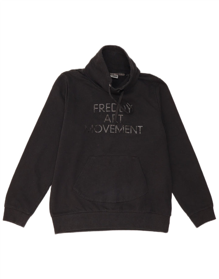 Freddy Womens Graphic Sweatshirt Jumper UK 14 Medium Black Cotton