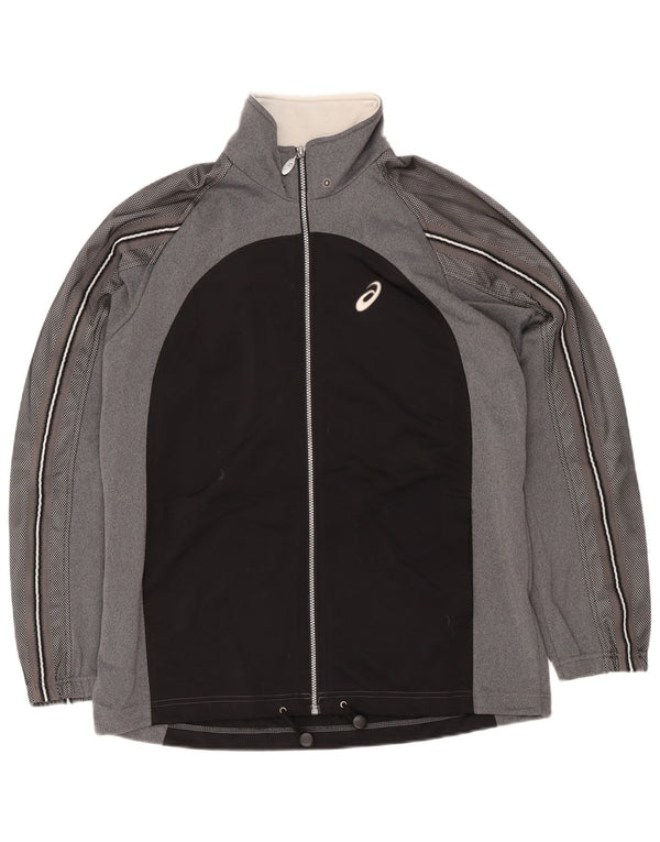 Asics Veste de survêtement graphique pour hommes, grand, gris, color block, polyester