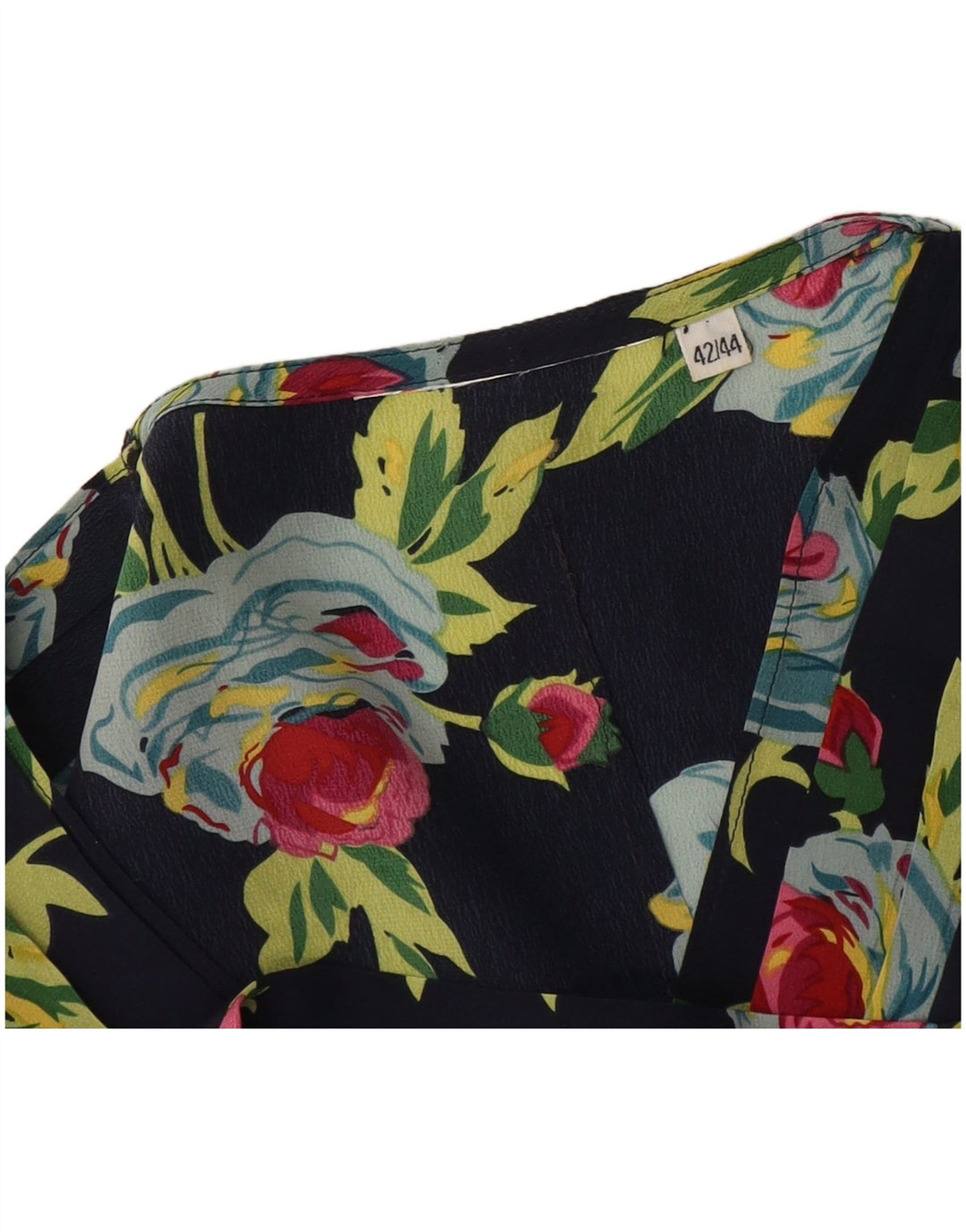 Vintage Womens Blouse Top IT 42/44 Medium Navy Blue Floral