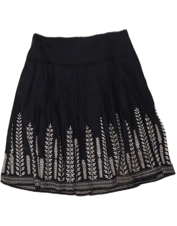 Marks & Spencer Womens Pleated A-Line Skirt W30 Medium  Navy Blue Floral