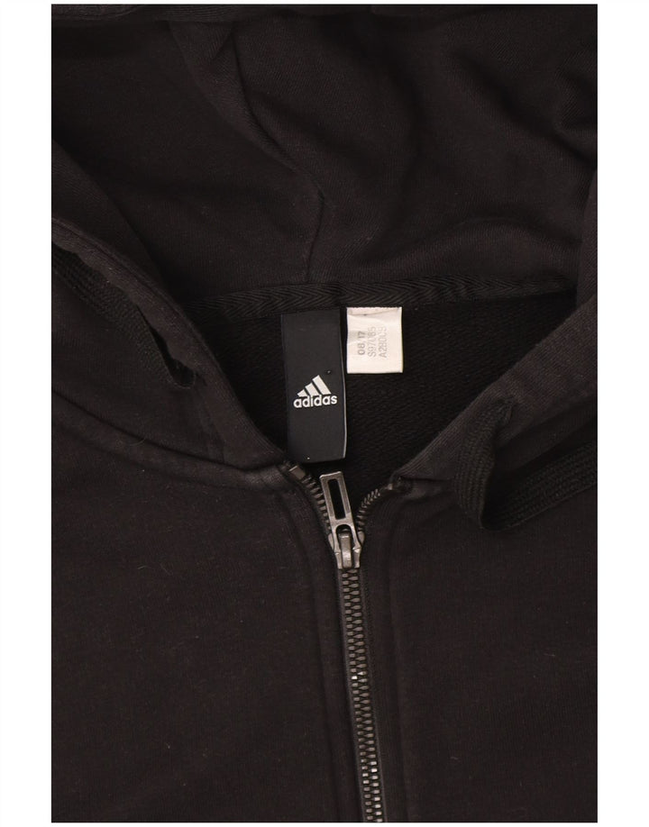 Adidas Womens Zip Hoodie Sweater UK 12 Medium Black