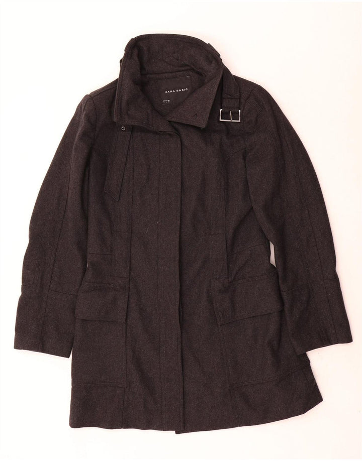 Zara Mujer Abrigo UK 44 Grande Lana Gris