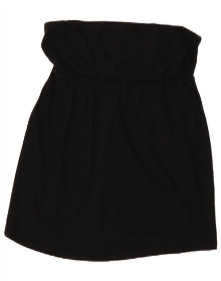 Benetton Womens Crop Strapless Top UK 8 Small Black