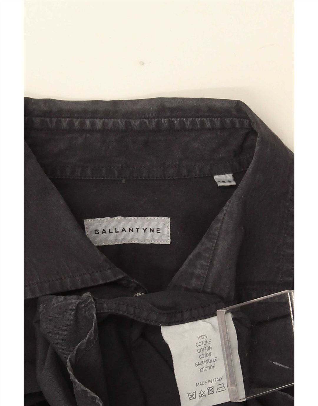 Ballantyne Mens Shirt Size 15 1/2 Medium Navy Blue Cotton
