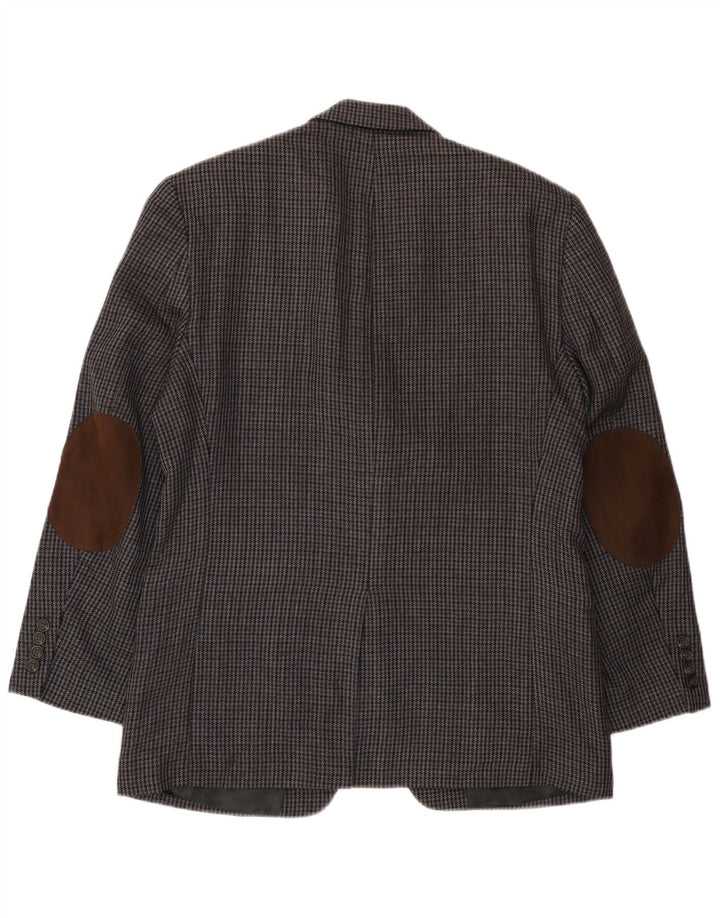 Chaps Mens 2 Button Blazer Jacket UK 38 Medium Grey Houndstooth
