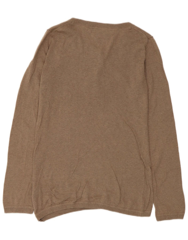 Tommy Hilfiger Dame Boat Neck Jumper Sweater UK 14 Stor Brun Bomuld