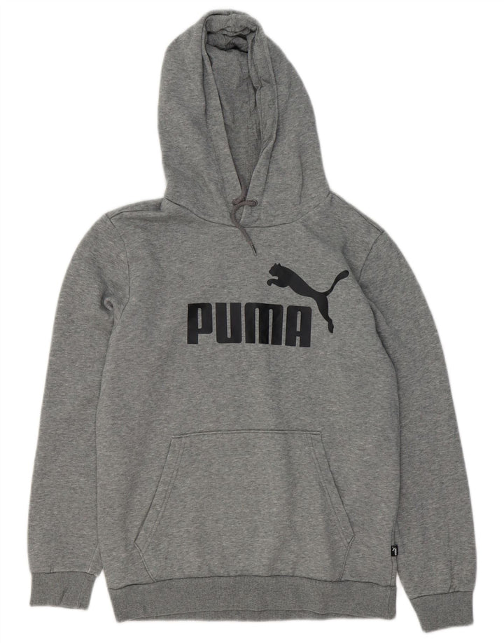 PUMA Mens Graphic Hoodie Jumper Small Grey Cotton