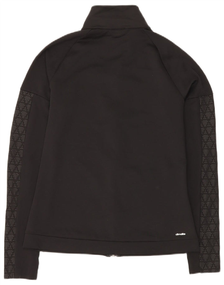 ADIDAS Womens Climalite Tracksuit Top Jacket UK 12 Medium Black Geometric