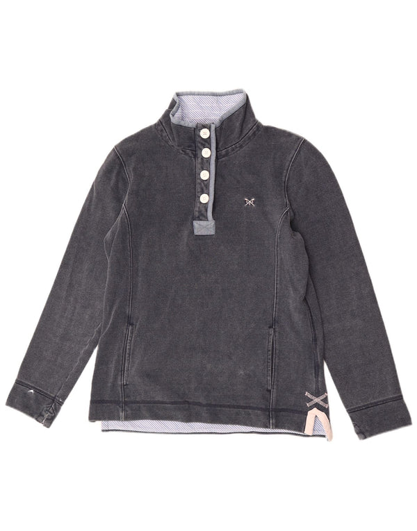 Crew Clothing Womens Button Neck Sweatshirt Jumper UK 10 Small Navy Blue