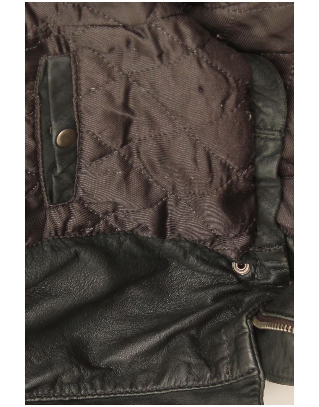 XETRA Womens Crop Hooded Leather Jacket UK 12 Medium Black