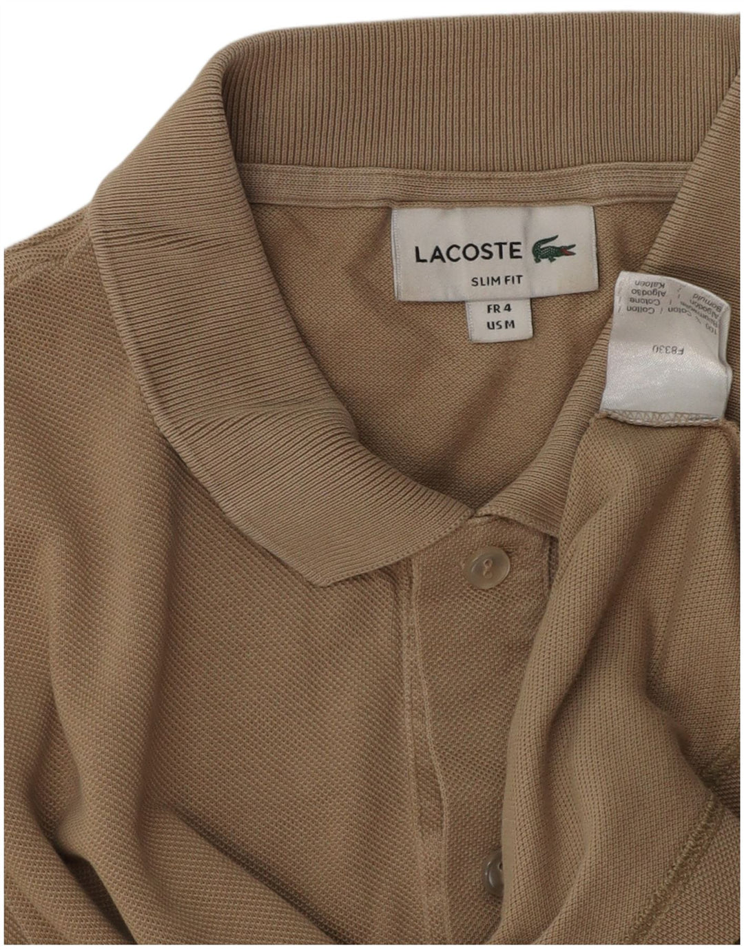Polo da uomo slim fit Lacoste taglia 4 in cotone marrone medio