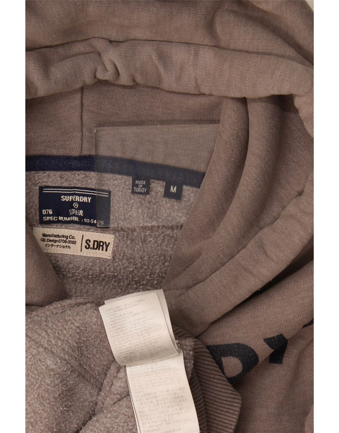 Superdry Herren Grafik-Kapuzenpullover aus mittelgrauer Baumwolle
