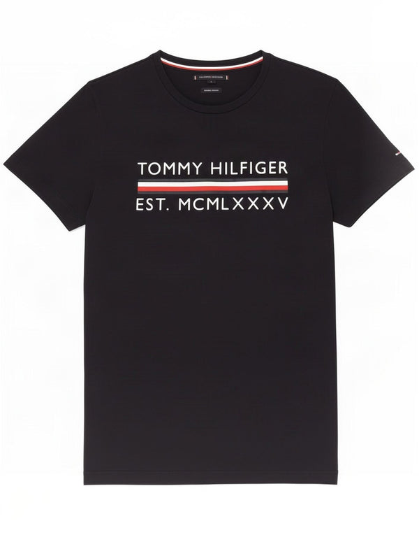 Tommy Hilfiger Herre grafisk T-shirt Top Lille marineblå bomuld