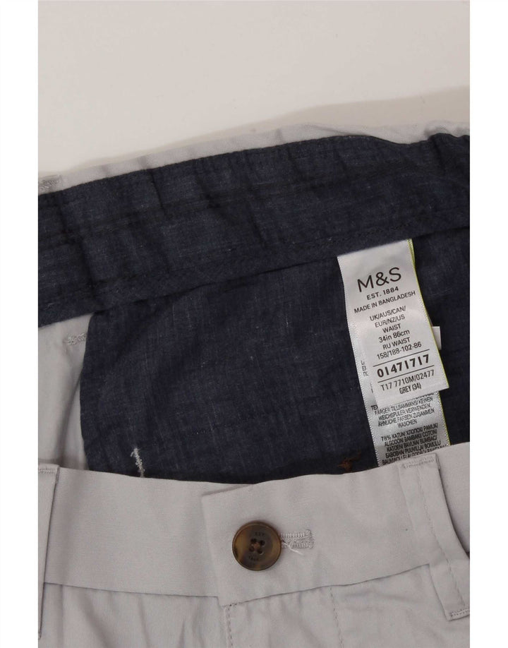 Marks & Spencer Chino Shorts til mænd W34 Large Grå Bomuld