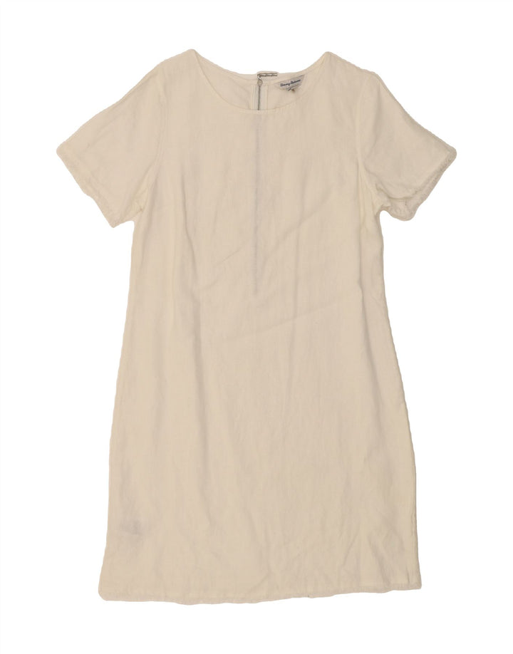 TOMMY BAHAMA Womens Basic Dress UK 10 Small White Linen Vintage Tommy Bahama and Second-Hand Tommy Bahama from Messina Hembry 