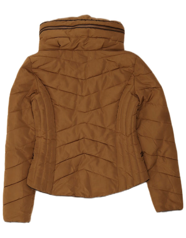 Zara Womens Padded Jacket UK 12 Medium Brown Polyester