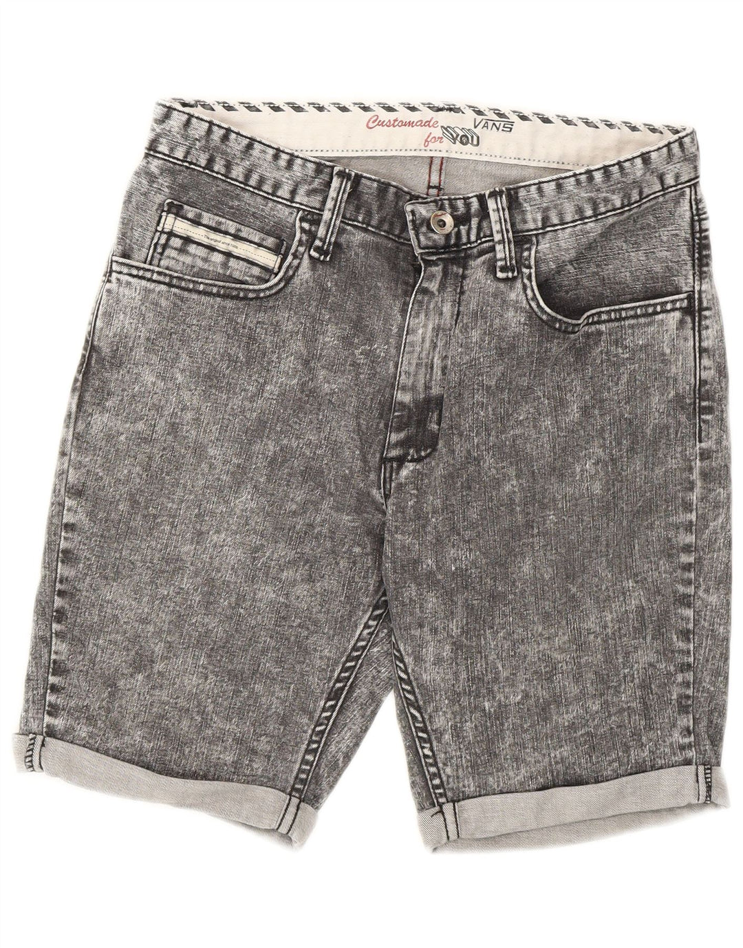 Pantalones cortos de mezclilla con lavado ácido para mujer Vans W28 gris medio