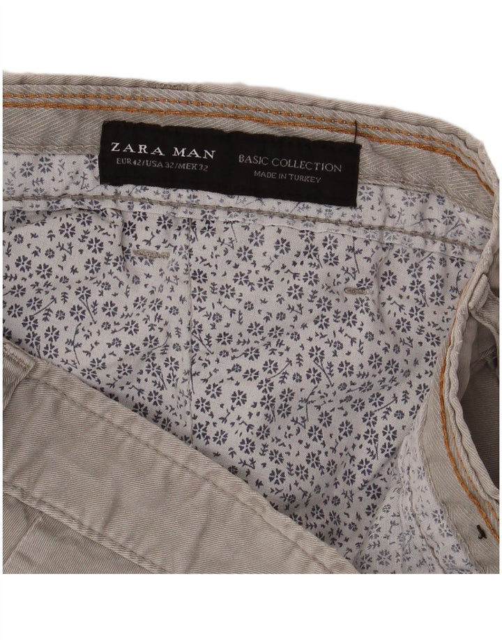 Zara Herre Chino Shorts EU 42 Large W32 Grå
