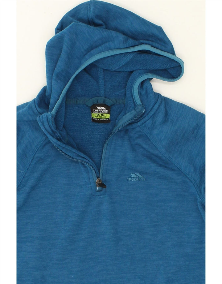 TRESPASS Boys Zip Neck Hoodie Jumper 9-10 Years Blue Polyester Vintage Trespass and Second-Hand Trespass from Messina Hembry 