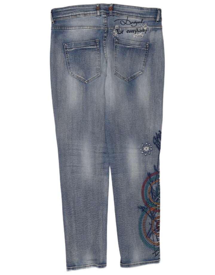 Desigual Womens Graphic Slim Jeans W32 L30 Blue Floral