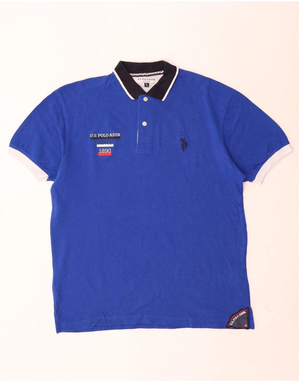 U.S. Polo Assn. Mens Rugby Polo Shirt Medium Blue Cotton