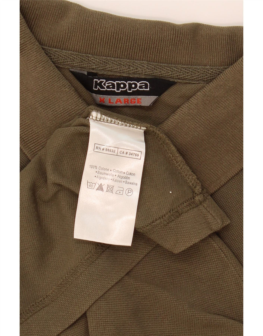 KAPPA Mens Polo Shirt XL Khaki Cotton Vintage Kappa and Second-Hand Kappa from Messina Hembry 