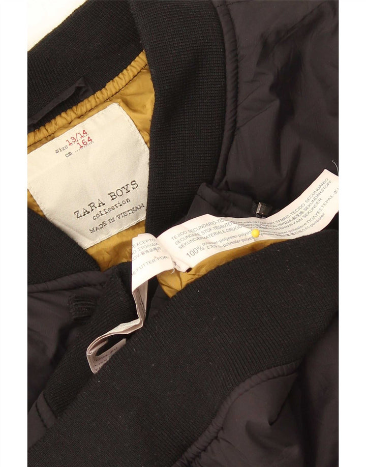Zara Boys Graphic Bomber Jacket 13-14 Years Black Polyester