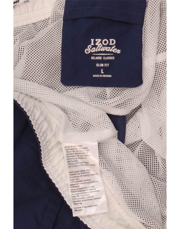 Izod Herre Slim Fit Badeshorts Large Navy Blue Polyester