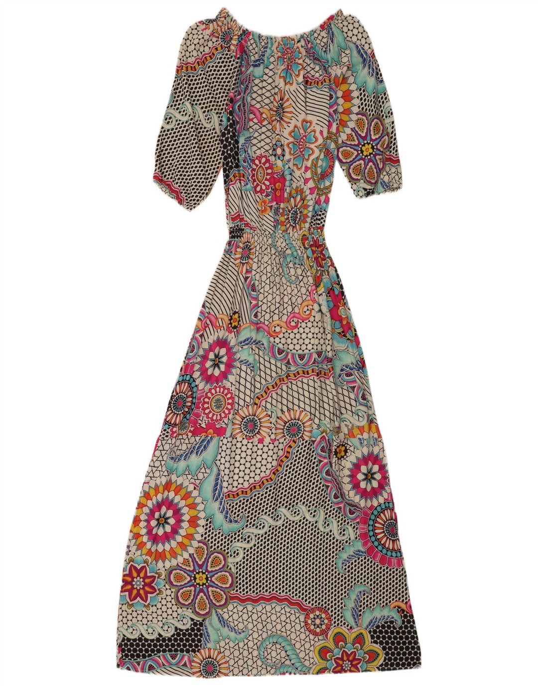 Desigual Womens 3/4 Sleeve Maxi Dress EU 40 Medium Multicoloured Floral