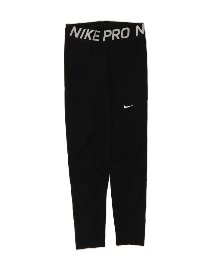 NIKE Womens Dri Fit Graphic Leggings UK 10 Small Black Polyester Vintage Nike and Second-Hand Nike from Messina Hembry 
