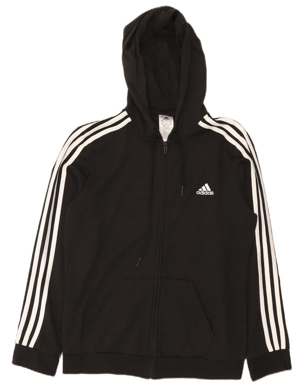 Felpa con cappuccio e zip da donna Adidas UK 16/18 grande cotone nero
