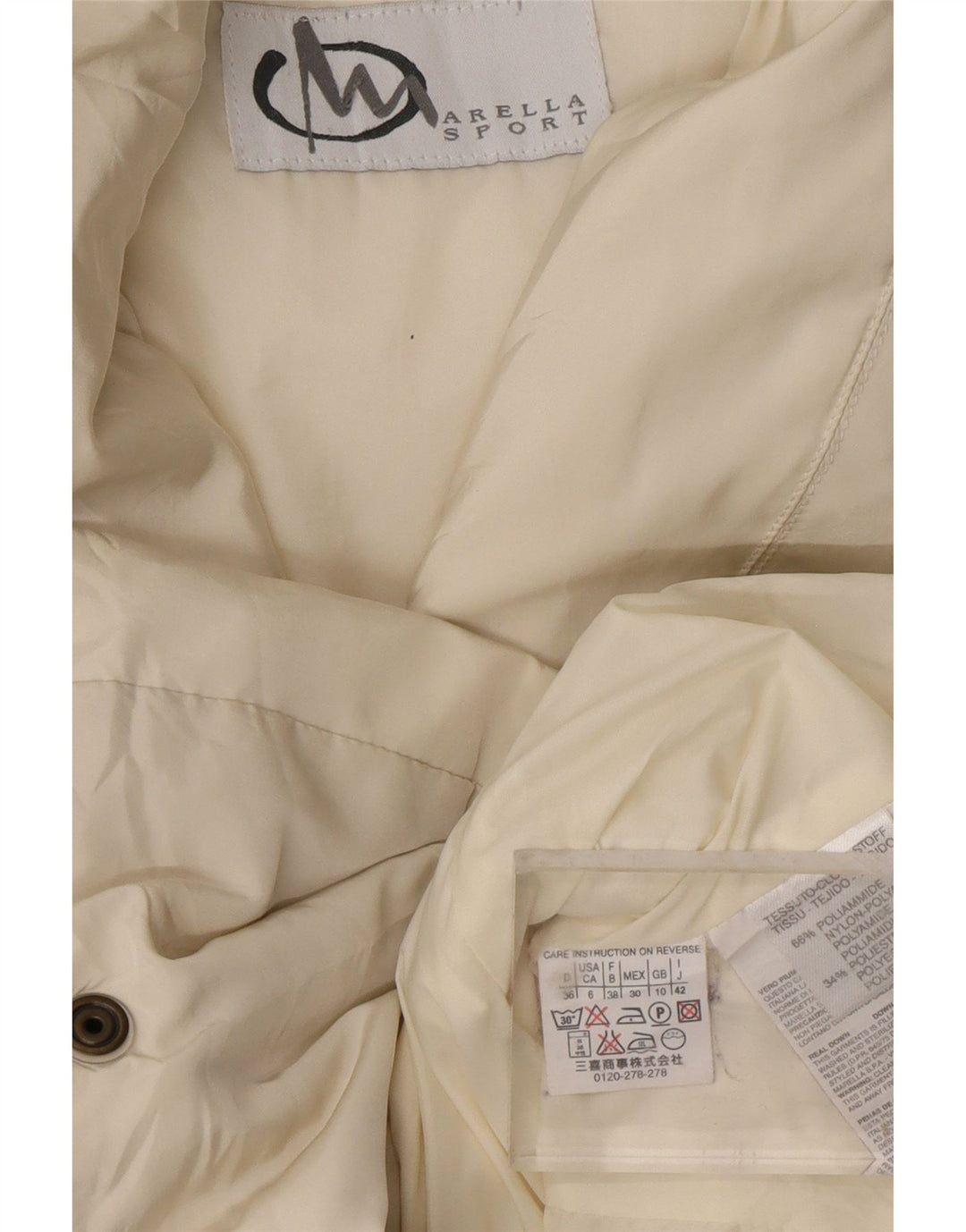 MARELLA Damska kurtka oversize UK 10, mała w kolorze złamanej bieli, poliamid